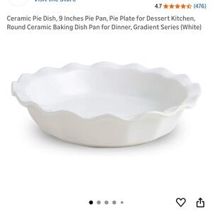 Ceramic Pie Dish by Koov 9”, white with fluted edge